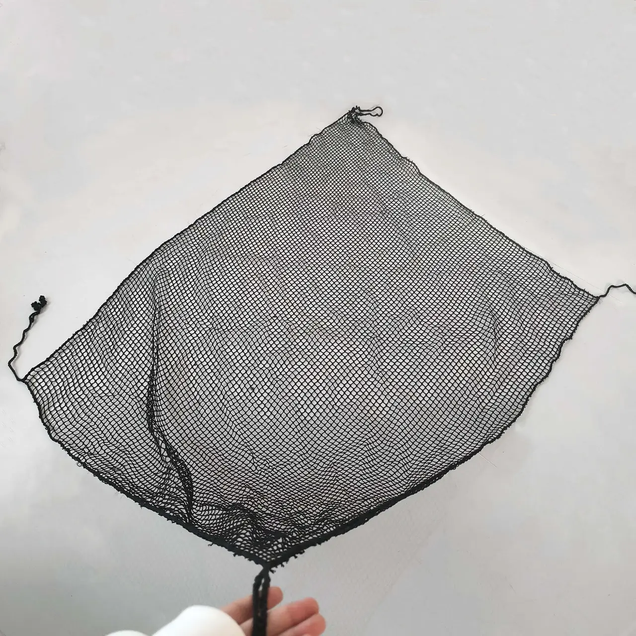 Black polyester netting sample panel, 10 mm mesh, 2 mm twine